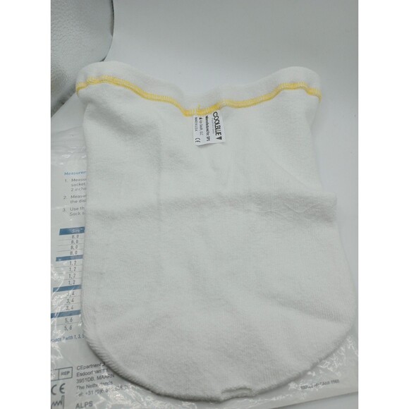Cool Blue 1 Ply Yellow White Prosthetic Sock Sewn Hole Size 5 6 Length 10-14 NEW - Picture 8 of 8